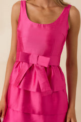 Prosperina Aveline Hot Pink Bow Mini Dress