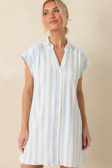 Z Supply Shellbound Ivory & Blue Stripe Cotton Mini Dress