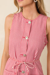 Minkpink Freya Red Stripe Cotton Shift Dress