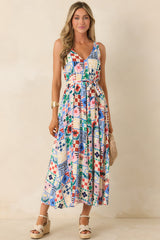 Frnch Consordia Multi Patchwork Print Sleeveless Midi Dress