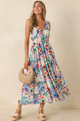 Frnch Consordia Multi Patchwork Print Sleeveless Midi Dress