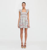 Couturebudthe Charlotte Nap Dress - Green Floral Block Stripe