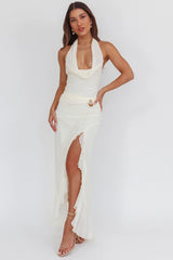Logen Cowl Halterneck Maxi Dress Eggshell