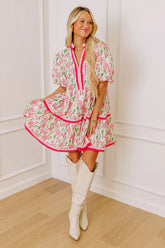 Fresh Horizon Floral Mini Dress In Pink