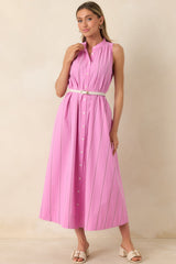 Frnch Teahupoo Pink Stripe Cotton Maxi Dress