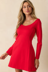 Spanx® Red Ponte Long Sleeve Mini Dress