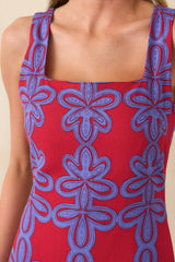 I'M Blushing Red Multi Geometric Print Linen Blend Maxi Dress