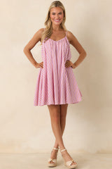 Frnch Poroa Pink Stripe Cotton Mini Dress