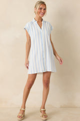 Z Supply Shellbound Ivory & Blue Stripe Cotton Mini Dress