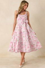 Prosperina Darcy Light Pink Floral Print Cotton Maxi Dress