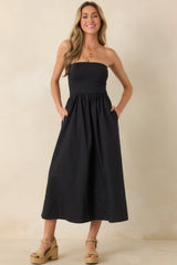 Z Supply Sunsought Black Strapless Midi Dress