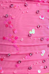 Embellished Cut-Out Halterneck Top In Bubblegum Pink