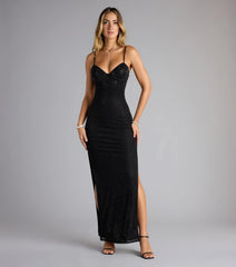Adaline Rhinestone Glitter Mesh Formal Dress
