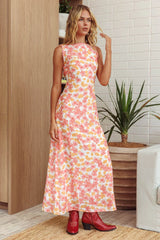 Made For You Scoop Back Maxi Dress Floral Pink