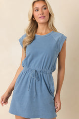 Z Supply Kalani Washed Indigo Cotton Jersey Denim Shirt Dress