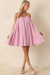 Frnch Poroa Pink Stripe Cotton Mini Dress