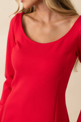 Spanx® Red Ponte Long Sleeve Mini Dress